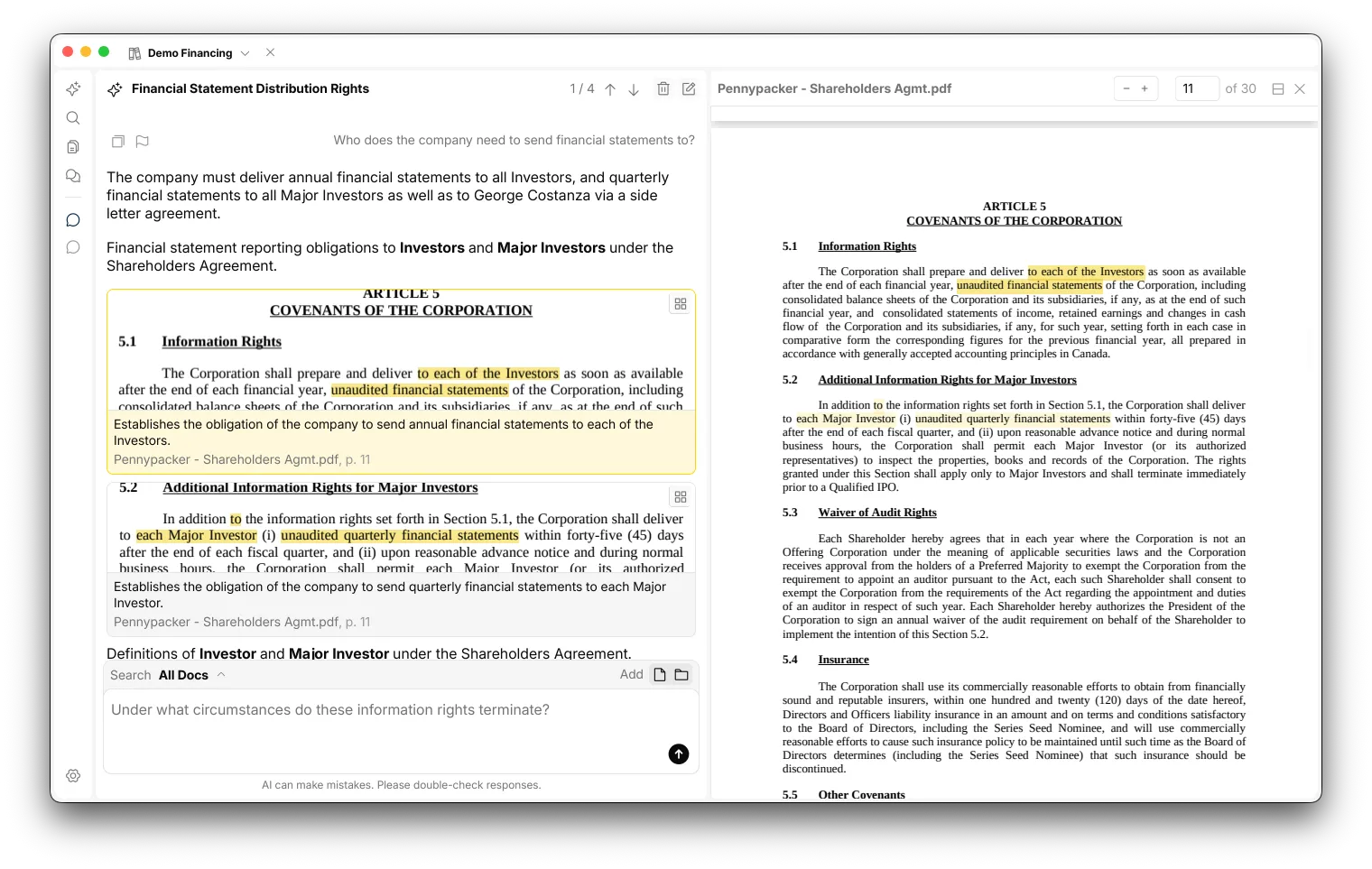 eno PDF reader AI document search in action